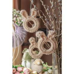 Bézs Horgolt Nyuszik - Húsvéti Dísz Szett