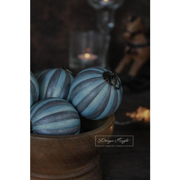 Jégkék-Ezüst Színű Csíkos Gömb Szett